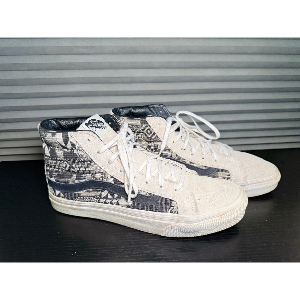 Vans Sk8-Hi Reissue Woven Tribal Cream Black Sneakers Women’s 8 Mens 6.5